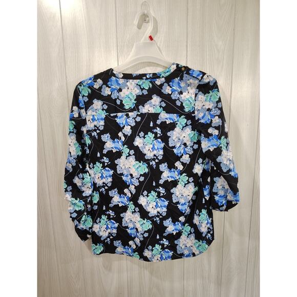 Women's Dark Floral Fairy Peasant Top Size M Pockets Festival Casual Office - Picture 3 of 8